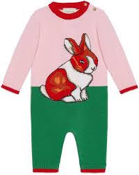 Gucci Baby Wool Sleepsuit With Rabbit Intarsia Products