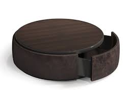 Round ottomans often make great coffee table substitutes, being a similar size and. Praddy Doria Round Leather Coffee Table With Storage Space