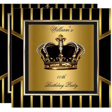 Gold Birthday Crown For Adults Men S Elegant Gold Black Stripe Birthday Crown Invitation Zazzle Com Invitations Gold Birthday Party Elegant Birthday Party