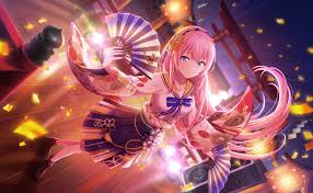 巡音 ルカ 雅な微笑み 芸術的アニメ少女 アニメの女の子 ピンク カワイイアニメ