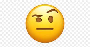 May convey a sense of frustration or annoyance more intense than suggested by 😐 neutral face , as if taking a moment to collect itself. One Eyebrow Raised Frowny Face Emoji Emojipedia Free Transparent Emoji Emojipng Com
