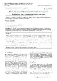 Ovarian cancer is a type of cancer that begins in the ovaries. Pdf Role Of Prevention And Screening In Epithelial Ovarian Cancer