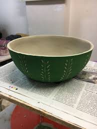 Another Project Carving Clay Ceramic Carving Diy Handmade Green Bowl