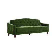 Novogratz Vintage Tufted Sofa Sleeper Ii Green Velour 395 Liked On Polyvore Featuring Home Furniture Sofas Tufted Sofa Green Velvet Sofa Sleeper Sofa