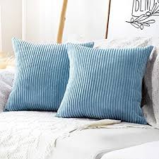 Enhance your home with a tasteful upholstered bench or settee to create additional comfort and storage in your entryway and living room. Amazon Com Mudily Pack Of 2 Striped Velvet Decor Throw Pillow Covers Cushion Cover For Chair Supersoft Handmade Decorative Pillowcase For Sofa Bed Bench And Outdoor Baby Blue 20 X 20 Inch Home