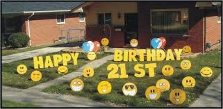 Birthday Lawn Signs Rental Pin By Grace Lee On Smiley Birthday Lawn Signs Emoji Birthday Party Happy Birthday Smiley