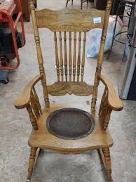Antique Oak Pressed Back Rocking Chair Leather Seat Auctions Online Antique Rocking Chairs Rocking Chair Chair