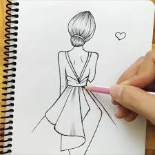 A watercolor pad #but a small one #i bought it to use it like a sketchbook. Cute Easy Drawings Of Girls Dresses