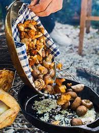 Butterflied Chicken A La Parrilla With Chanterelles Recipe Campfire Food Fire Cooking Open Fire Cooking