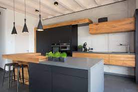 das design dieser tischlerkuche passt zu dem atemberaubenden ausblick uber die donau die kombination von e kuche holz modern kuche schwarz kuchen ideen modern