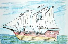 How to draw a simple pirate ship. Kids Easy Simple Ship Drawing Novocom Top