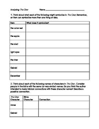 Symbolism In The Giver Graphic Organizer With Key
