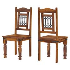 San Francisco Solid Wood Iron Grill Back Chairs Set Of 2 Handcrafted Dining Table Large Dining Table Rustic Furniture