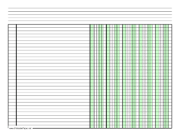 printable columnar paper with five columns on letter sized paper in landscape orientation