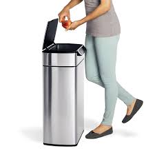 Amazon Com Simplehuman Rectangular Touch Bar Trash Can Stainless Steel 40 L 10 5 Gal Home Kitchen Simplehuman Trash Can Kitchen Trash Cans