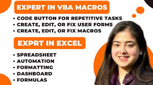 Create vba macros, excel dashboard, spreadsheet, and google sheet by  Uzmamirza687