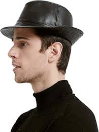 Sandy Ting Sheepskin Leather hat Classic Cowboy Fedora Hat (Medium/21-22in)  Black at Amazon Men's Clothing store