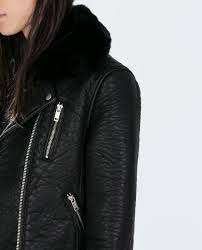 Zara Woman Faux Leather Jacket With Detachable Fur Collar