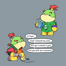 He acts as the main antagonist of both super mario sunshine, and new super mario bros., with his father only playing a minor role in each. Mantareyes Casual Attire Bowser Jr And Grill Dad Bowser Super Mario Art Super Mario Bros Bowser And Bowser Jr