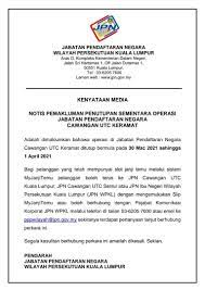 Bahagian prasarana kampus kuala lumpur bertanggungjawab memberikan perkhidmatan kejuruteraan yang professional, cekap, selamat dan kos efektif. Makluman Jabatan Pendaftaran Negara Malaysia Facebook