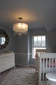 Baby Girl S Room Stapleton Denver Colorado Modern Glam Chandelier Grey White Chair Rail Pictur Childrens Bedroom Lighting Modern Baby Room Baby Room Lighting