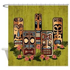 Tiki Party Shower Curtain On Cafepress Com Tiki Party Vintage Tiki Tiki Faces