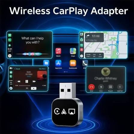 Q1AS 3-in-1 Wireless CarPlay & Android Auto Adapter with AirPlay - Silver / Black