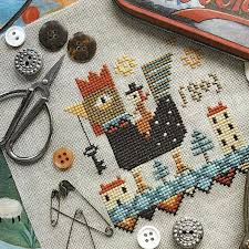 14 count, 30.30w x 29.75h cm 16 count, 26.51w x 26.03h… Rooster Ride Cross Stitch Pattern Stitched Modern