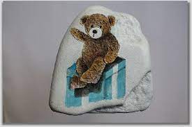 teddy 2 steine bemalen steinmalerei steinkunst