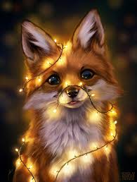 Fairy Lights Digital Fox And Christmas Lights Cute Animal Drawings Animals Cute Animals