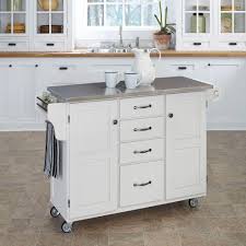 Homestyles Create A Cart White Kitchen Cart With Stainless Top 9100 1022 The Home Depot Kitchen Cart Portable Kitchen Island White Kitchen Island