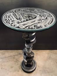 Vintage Wrenches Tools Crankshaft Gear Table Endtable Mancave Decor Steampunk In 2020 Car Part Furniture Car Parts Decor Automotive Decor