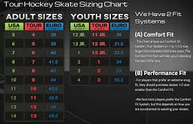 tour roller hockey skate size chart jpg