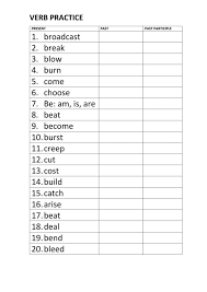 Past Simple And Past Participle Worksheet