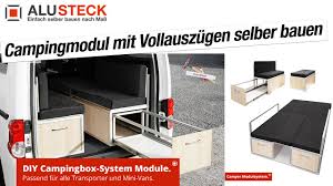 Ausgeklappt in schlafstellung bietet eine liegefläche von 1,12 x 1,95 meter und eine matratze mit 6. Camper Ausbau Module Mobel Bauen Alusteck