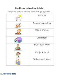 As a parent, you can encourage your kids to evaluate their food choice and physical activity habits. Healthy And Unhealthy Habits Worksheet