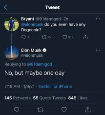 The reason elon musk is interested in dogecoin is that as an investor he holds this currency and mentions it in his tweets for a price increase. Elon Musk Is Talking About Dogecoin Again Cryptocurrency