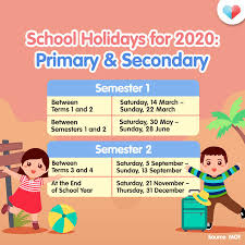 Sg Primary Secondary School Holidays 2020 Singapore School School Holidays School Terms