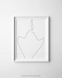 Contours Profil Couple Imprimable Imprimer Un Dessin Au Etsy Dessin Dessin Visage Dessin Abstrait