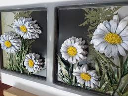 Neriman In Kagit Rolyef Ile Papatyalari Sumbul Eldek Tablolar Sanat Resim Sanati
