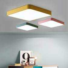 A recessed ceiling fixture positioned to shine on a favorite piece of artwork is an example of accent lighting. Ultra Thin Square Ceiling Lamp Simplicity Kids Room Colorful Acrylic Flush Mount Lighting Beautifulhalo Com