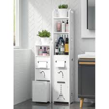 Toilet paper holder stand,excellent for paper towels storage;toilet paper bulk cabinet for bathrooms storage;great toilet paper holders free standing,fits perfectly in a tight space; Floor Type Bathroom Storage Cabinet With Rack Lockers Crevice Toilet Corner Side