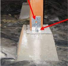 Garage pier with strap basalt brick. The Post To Beam Connection Bay Area Retrofit