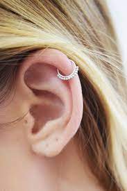 sterling silver beaded nose ring cartilage hoop brincos de helice argola na orelha aquecedor de orelha