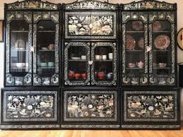 Oriental Korean Mother Of Pearl Furniture Black Lacquer Cabinet Storage Set Storage Cabinets Storage Sets Storage