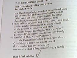 The Cambridge Ladies Who Live In Furnished Souls By E E Cummings Verse Cummings Quotes