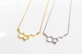 Serotonin Molecule Necklace in Gold and Silver, Healing Necklace, Geometric  Hexagon Jewelry, Hexagonal Cells
