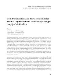 Sebab tindakan bunuh diri jelas tidak dengan serta merta menyelesaikan masalah yang dihadapi. Pdf Bom Bunuh Diri Dalam Fatwa Kontemporer Yusuf Al Qaradawi Dan Relevansinya Dengan Maqa S Id Al Shari Ah