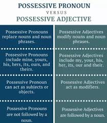 Here S A Handy Chart On The Difference Between Possessive Pronouns And Possessive Adjectives