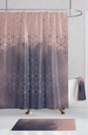 Blush Navy Copper Geometric Cube Bathroom Set Long Geometric Shower Curtain Bath Towel Geometric Shower Curtain Bathroom Decor Sets Custom Shower Curtains